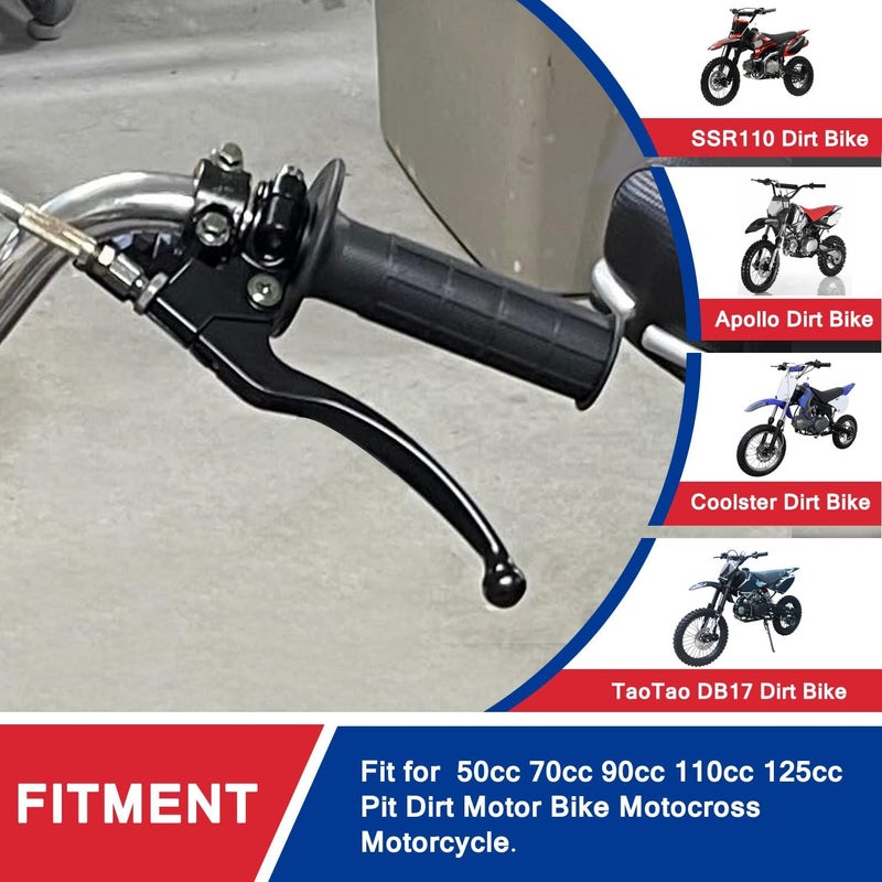HOOUP 7/8" Dirt Bike Left Clutch Handle Lever and 39'' Clutch Cable for SSR110 SSR125 SSR140 Coolster M125 Apollo RFZ125 Tao Tao DB17 Baja Kayo Roketa Kinda Chinese Pit Dirt Bike Motorcycle Black - Image 2